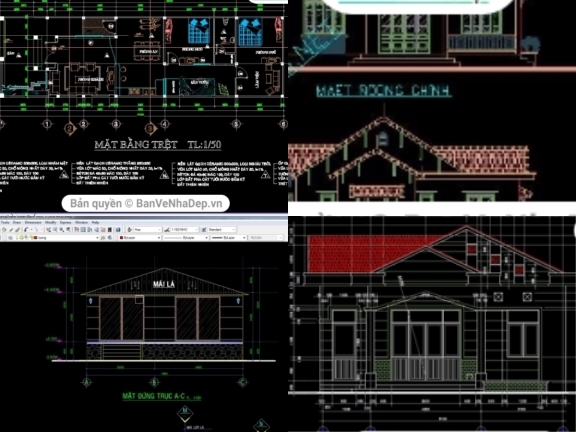 15 bản vẽ Autocad nhà cấp 4 đồng giá 10k