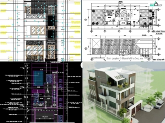 15 Bản Vẽ AUTOCAD Nhà Phố 3 Tầng Đáng Xem Nhất 2020