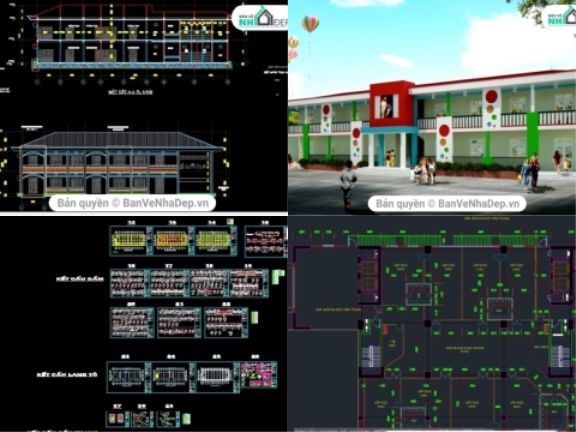 15 bản vẽ Autocad trường mầm non giá cực rẻ để tham khảo