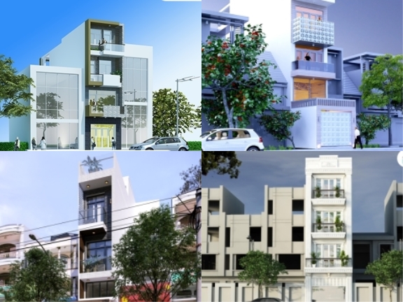 15 bộ Nhà phố 4 tầng Full kiến trúc, kết cấu, điện nước, Phối cảnh