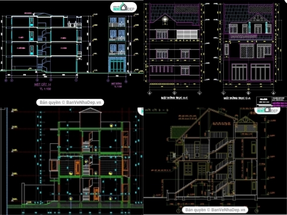 20 Bộ Hồ Sơ CAD Nhà Phố 3 Tầng Đồng Giá 15k