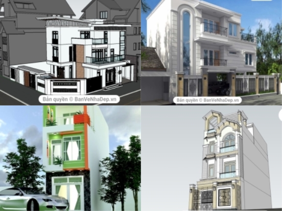 20 Model SKETCHUP Nhà Phố 3 Tầng Đẹp Siêu Rẻ + Giảm Giá