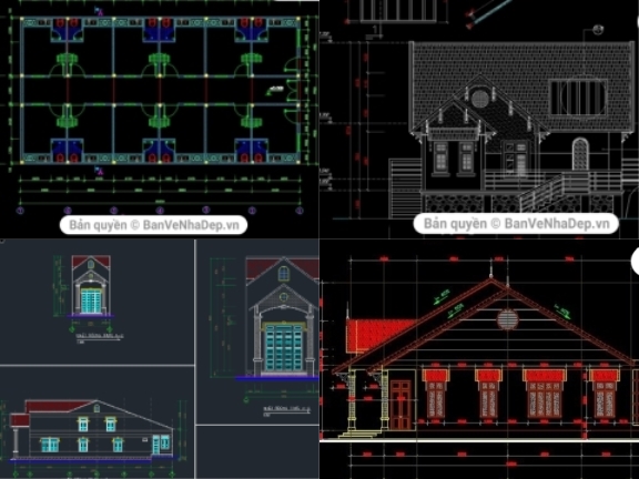 21 bản vẽ Autocad nhà cấp 4 đồng giá 5k