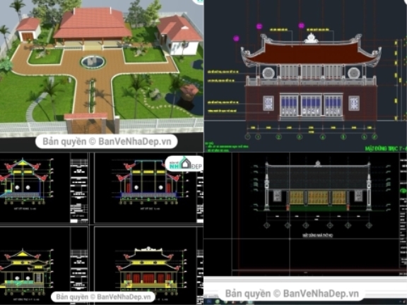 23 Bản vẽ cad thiết kế nhà thờ họ đầy đủ chi tiết