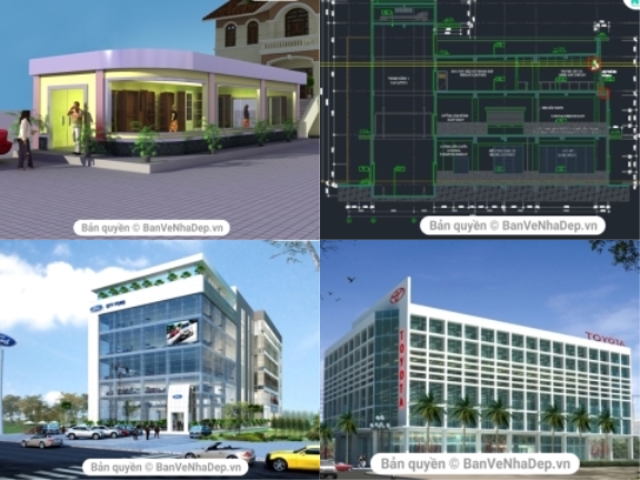 4 bản vẽ AutoCAD showroom cực kì chất lượng, rất thích hợp để các bạn lưu lại tham khảo