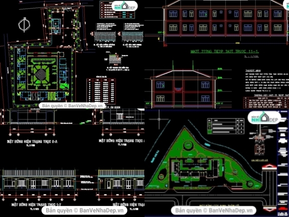 4 bản vẽ Autocad trường mầm non miễn phí