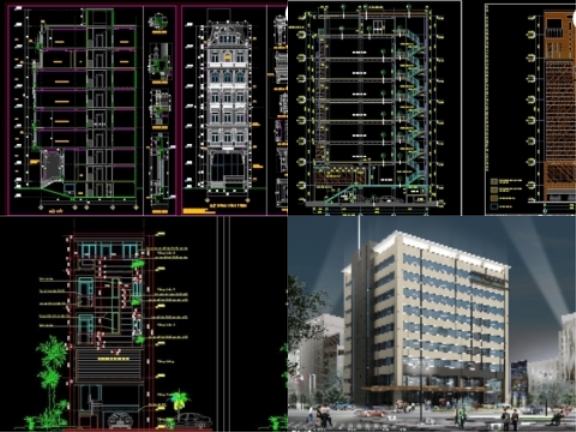 4 bản vẽ Full Kiến Trúc, Kết Cấu, Điện Nước văn phòng mới nhất