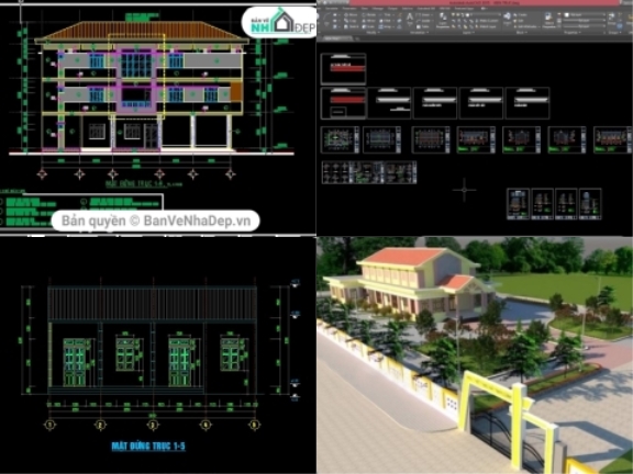 4 bộ hồ sơ Full KT, KC, ĐN, DT nhà văn hóa chi tiết