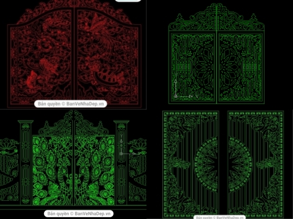 4 mẫu bản vẽ cổng cắt CNC thiết kế siêu đẹp sang trọng sale 10%