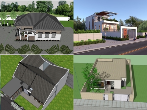 4 Model Sketchup Nhà Phố 1 Tầng Mới Nhất