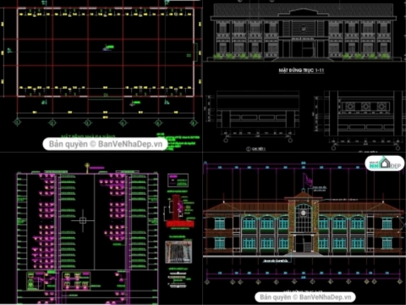 40 bản vẽ Autocad công trình xã hội miễn phí