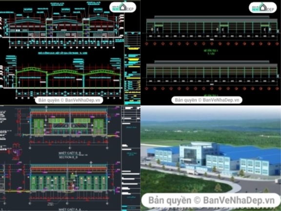 5 bản vẽ AutoCAD nhà xưởng công nghiệp có đầy đủ bản vẽ chi tiết xây dựng phần kết cấu, rất thích hợp để mọi người tham khảo và nghiên cứu thêm