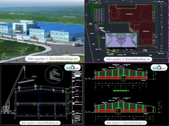 5 bản vẽ Autocad nhà xưởng công nghiệp có lượt xem nhiều