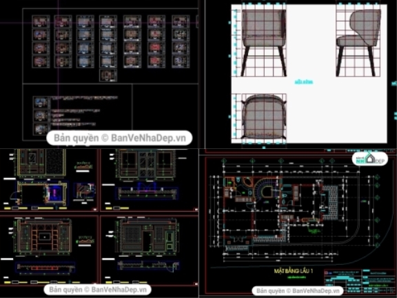 5 bản vẽ CAD bộ nội thất tân cổ điển mới nhất