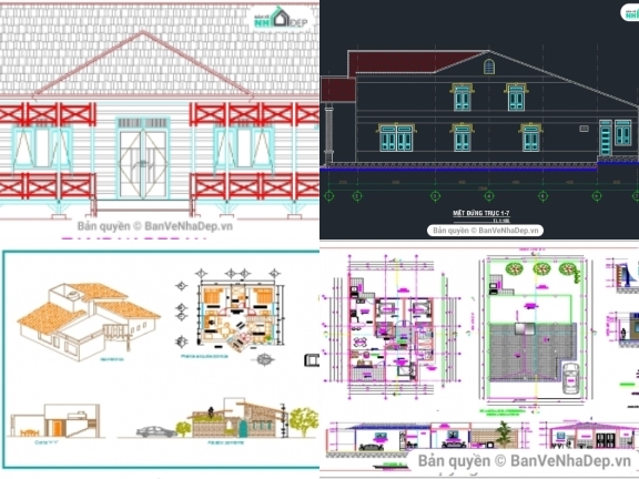 5 file Autocad nhà cấp 4 miễn phí tải nhiều