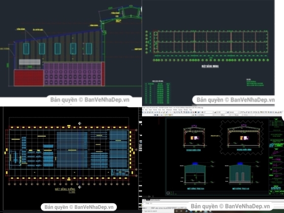 5 file AutoCAD Nhà Xưởng tại khu công nghiệp đầy đủ bản vẽ chi tiết xây dựng