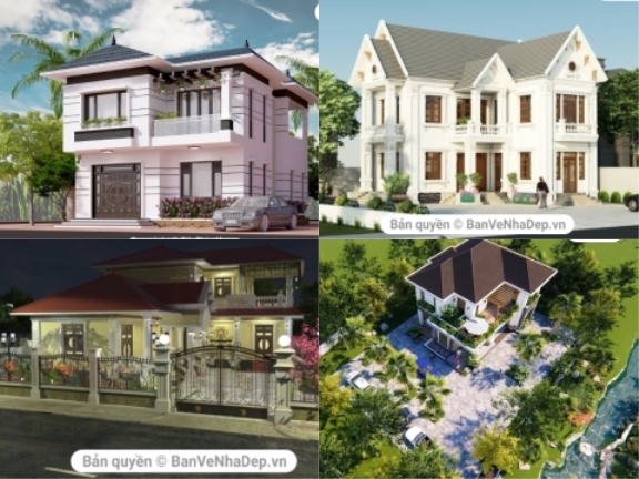 5 mẫu file Sketchup nhà biệt thự 2 tầng phối cảnh ngoại thất cực kì sang trọng