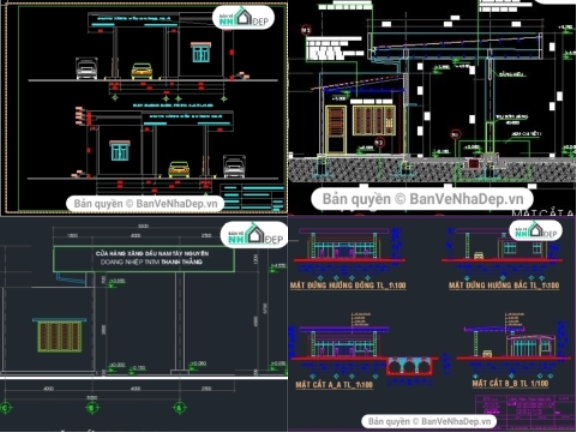 6 bản vẽ AutoCAD cửa hàng xăng dầu cực hot được bạn đọc tham khảo nhiều trên trang