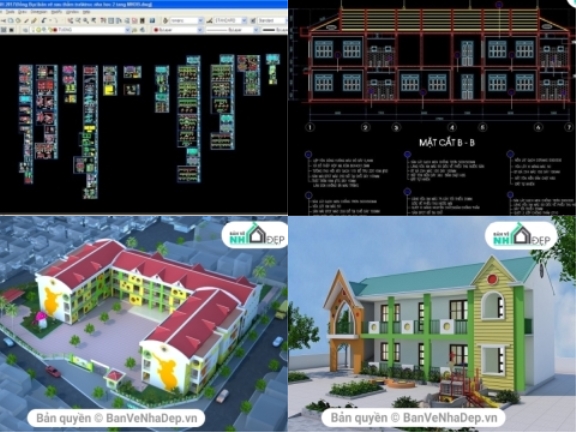 6 bản vẽ Autocad trường mầm non chất lượng nhất