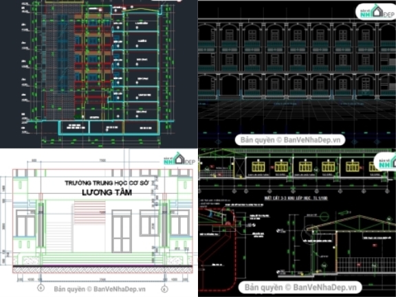 6 bản vẽ Cad trường trung học cơ cở hot 2020