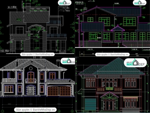 6 mẫu nhà Biệt thự 2 tầng mái thái cực kì đầy đủ và chi tiết, được chia sẻ miễn phí cho bạn đọc tham khảo