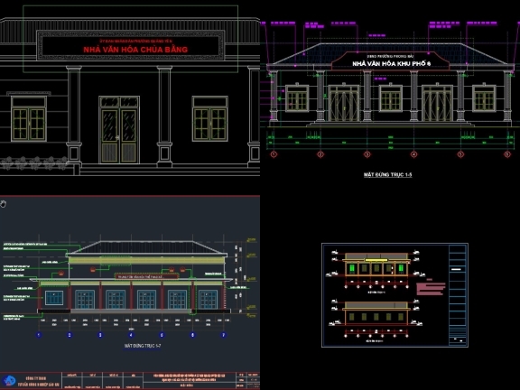 7 bản vẽ Autocad nhà văn hóa thiết kế mới