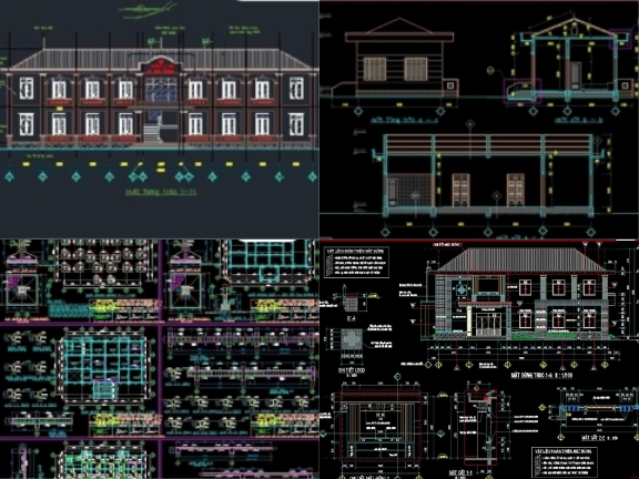7 bản vẽ full kiến trúc, kết cấu, điện nước trạm y tế chi tiết