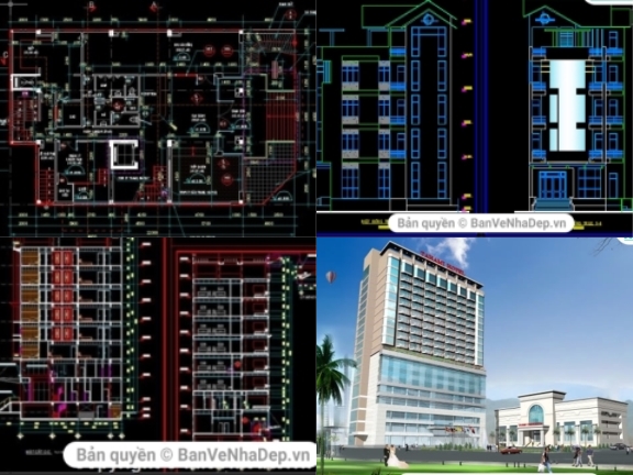 7 mẫu bản vẽ Autocad thiết kế khách sạn đa dạng sale chỉ 147k