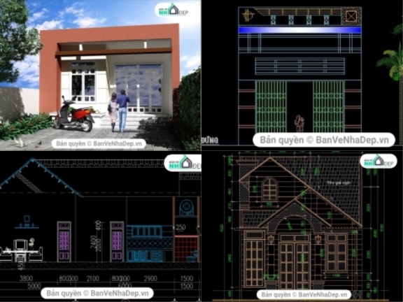 8 file Autocad nhà cấp 4 miễn phí cực hay