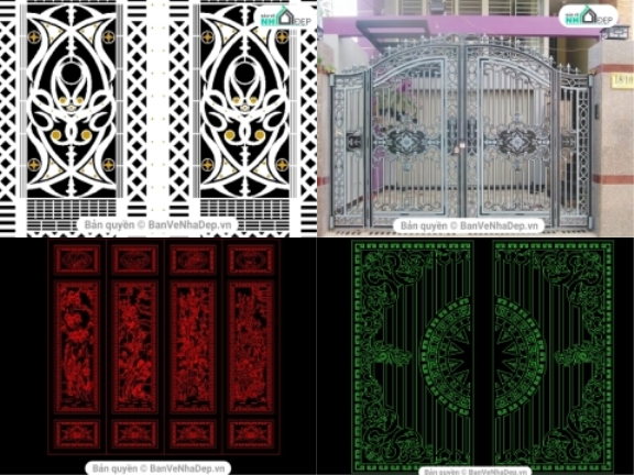 8 mẫu bản vẽ autocad thiết kế cổng hiện đại cắt CNC giảm giá 10%