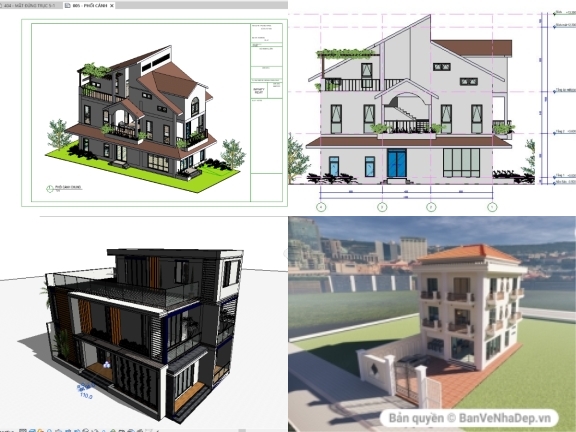 8 Mẫu revit Biệt thự phố 3 tầng