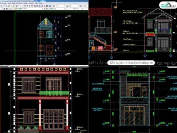 Autocad thiết kế 11 mẫu nhà phố 2 tầng chỉ với 135k