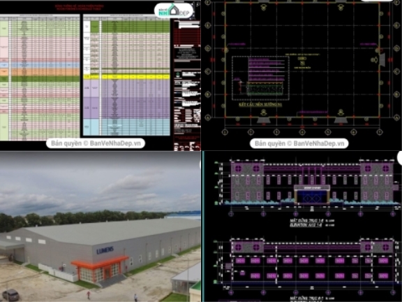 Bộ 4 file AutoCAD nhà xưởng công nghiệp có đầy đủ bản vẽ chi tiết xây dựng, đồng giá chỉ 40k