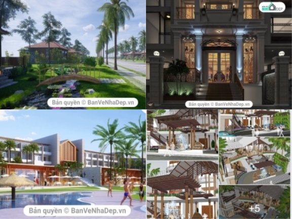 Bộ 4 mẫu thiết kế sketchup khách sạn nghỉ dưỡng siêu đẹp sang trọng nhất hiện nay
