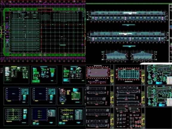 Bộ 5 bản vẽ AutoCAD nhà xưởng công nghiệp có đầy đủ bản vẽ kết cấu