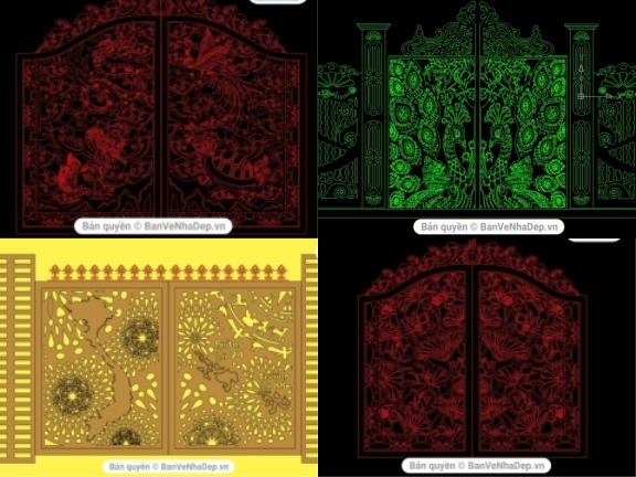 Bộ 5 bản vẽ thiết kế cổng biệt thự | nhà phố cắt CNC hot nhất hiện nay