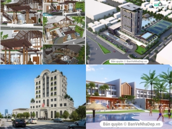 Bộ 5 mẫu thiết kế sketchup khách sạn cao sang trọng hiện đại hot nhất 2020