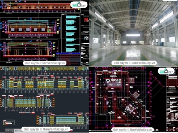 Bộ 7 file thiết kế nhà xưởng công nghiệp trên phần mềm AutoCAD cực kì chất lượng