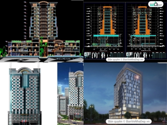 Cad 9 mẫu bản vẽ thiết kế khách sạn phong cách hiện đại