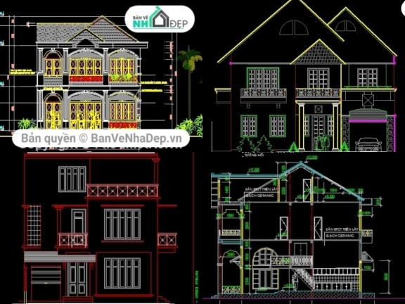 Chia sẻ 10 bộ bản vẽ thiết kế nhà phố 2 tầng miễn phí