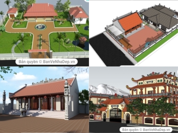 Chọn lọc 5 Model Sketchup nhà thờ họ cực đẹp chất lượng nhất