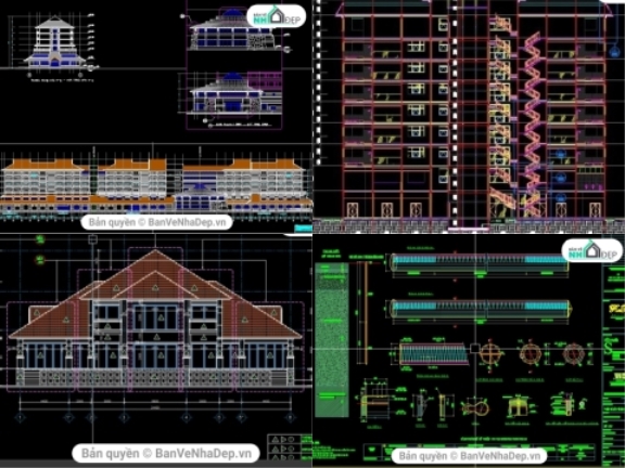 File autocad 8 mẫu thiết kế khu resort nghỉ dưỡng siêu đẹp sang trọng