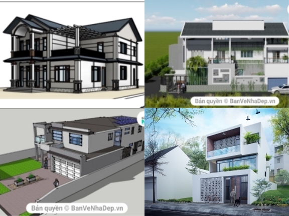 Revit 6 mẫu thiết kế nhà phố 2 tầng độc đáo