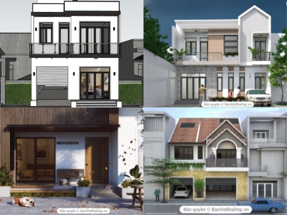 Sketchup 12 mẫu thiết kế nhà phố 2 tầng thiết kế đa phong cách hot nhất
