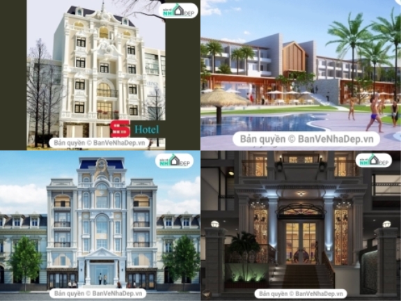 Sketchup dựng 5 mẫu khách sạn siêu đẹp giá chỉ 63k