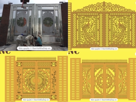 Tổng hợp 5 mẫu bản vẽ cad cắt CNC thiết kế cổng nhà phố, biệt thự đồng giá 30k