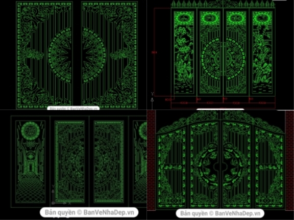 Tổng hợp 5 mẫu bản vẽ cổng CNC trống đồng siêu hot