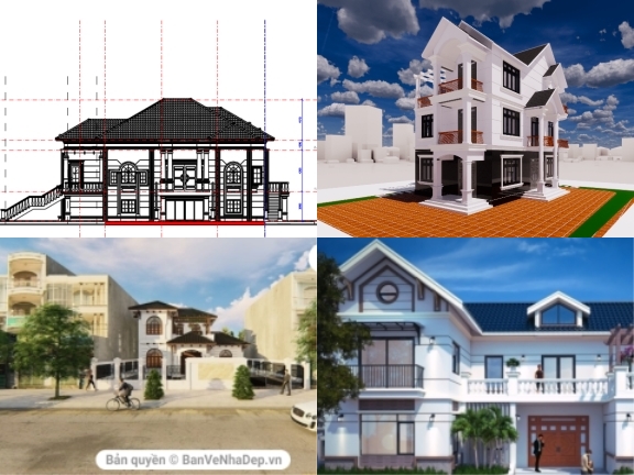 Tổng hợp 5 model Revit nhà biệt thự 2 tầng phối cảnh ngoại thất theo phong cách cổ điển cực kì chất lượng, phù hợp để mọi người lưu lại tham khảo