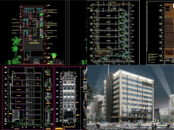 Tổng hợp 6 bản vẽ Full Kiến Trúc, Kết Cấu, Điện Nước văn phòng đáng xem 2020