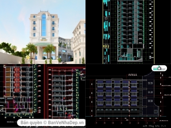 Tổng hợp 7 bản vẽ thiết kế khách sạn hiện đại
